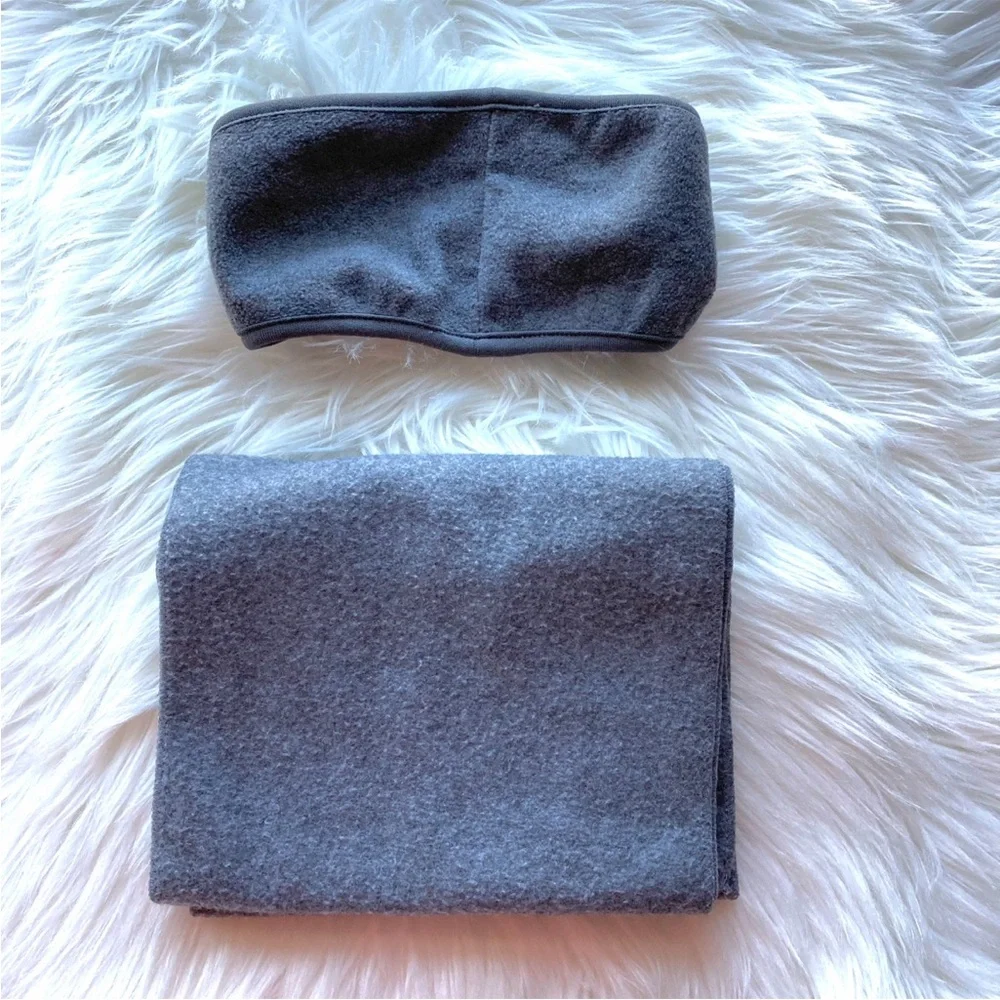 Elegant Women's Gray Gloves, Scarf and Headband Set of 3